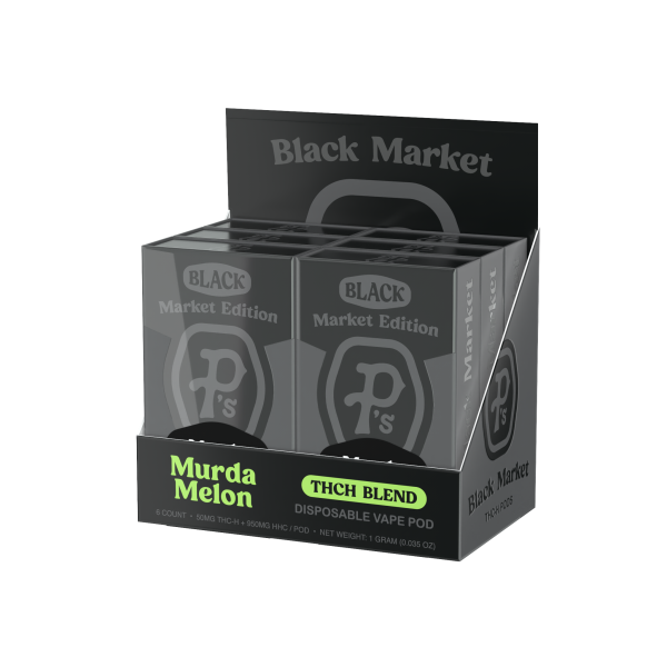 PERFECTLY PURE P S THC-H BLACK MARKET DISPOSABLE VAPE PODS 1GM/6CT/PK